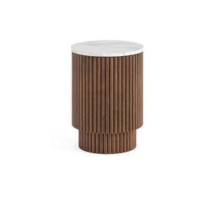 Mesita de noche de madera maciza de alta calidad con acabado suave y artesanía artística diseñada para elevar su dormitorio - Product Image 1