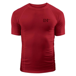 Camisa de compresión de media manga para hombre, ropa de gimnasio de secado rápido de punto, camiseta de entrenamiento ajustada, logotipo personalizado, Spandex/nailon - Product Image 1