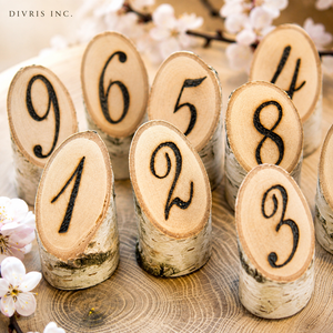 DIVRIS DR-2340 Wooden Rectangle <b>Table</b> Number Stands Rustic Handmade for Restaurant and Wedding Decoration - Product Image 3