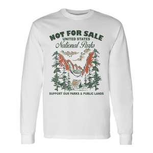 T-shirt à manches longues en coton unisexe, col rond, respectueux de l'environnement, ne se vend pas, soutient les parcs nationaux et les territoires publics - Product Image 1