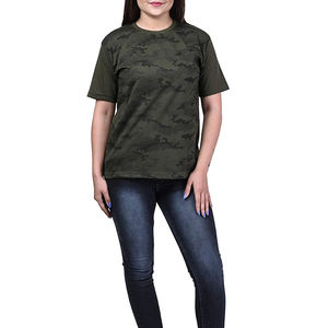 Camiseta de manga corta para mujer, camiseta de camuflaje verde, camiseta de manga corta con cuello redondo - Product Image 4