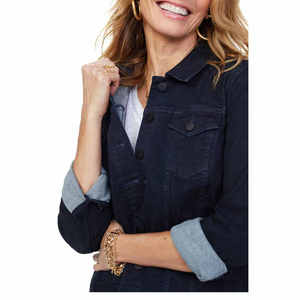 Vestes en jean pour femmes personnalisées avec broderie florale intégrale, motif uni respirant pour la saison d'automne - Product Image 4