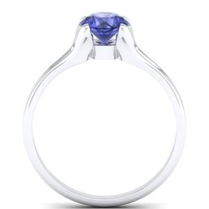 Anillos de Tanzanita de Corte Brillante Redondo de Plata de Ley 925 REYES con 0.84 Ct, Joyería de Regalo de Boda Personalizada para Mujer - Product Image 4