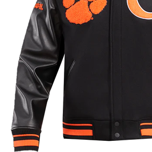 Veste universitaire de qualité supérieure, broderie de logo personnalisée, manches longues en cuir véritable chauffantes, laine unie, bouton d'hiver - Product Image 5