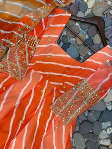 Traje de Salwar bordado con secuencia y estampado de Georgette de última tendencia con vestido pesado Dupatta de trabajo para mujeres y niñas - Product Image 4