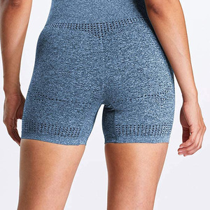 Pantalones cortos de motorista con textura sin costuras para mujer, pantalones cortos ajustados de cintura alta para yoga y gimnasio - Product Image 4