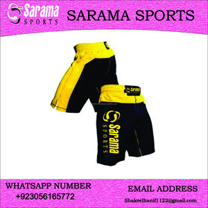 กางเกงขาสั้น MMA แบบสั่งทำสีขาวและสีเหลือง - Product Image 5