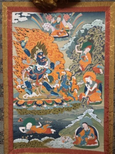 Thangka pintado a mano: Guru Senge Dradog - el <span class=keywords><strong>rugido</strong></span> del <span class=keywords><strong>león</strong></span> de Padmasambhava - Product Image 2