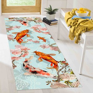 Alfombra de Chenilla con Diseño de Peces Koi Japoneses: Alfombra Estampada con Diseño Floral y Animal, Alfombra Suave No Tejida - Product Image 5