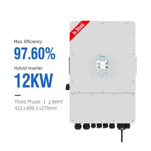 Deye Inverter surya Hybrid, Inverter surya SUN-12K-SG04LP3-EU deye deye Deye, tiga fase 380V 8KW 10KW dengan baterai 48V