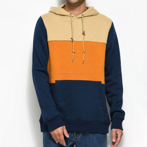 Sweat à capuche personnalisable pour homme en orange, bleu, kaki, cordon de serrage confortable avec broderie, teint uni, pour l'été. - Product Image 1