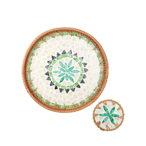 Bon prix bohème rotin plateau de service vadrouille incrustation sous-verre ensemble en gros pour salle à manger pour salle de bain bureau salon fait - Product Image 4