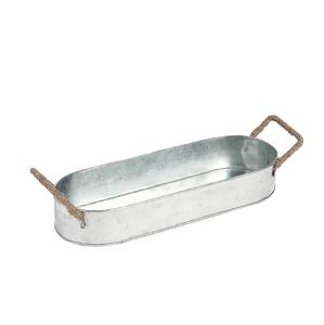 Plateau de service galvanisé rectangulaire avec poignées pour la maison et l'hôtel Plateau de service pour collations et boissons fait à la main - Product Image 6