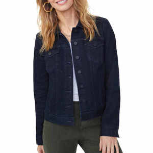 Vestes en jean pour femmes personnalisées avec broderie florale intégrale, motif uni respirant pour la saison d'automne - Product Image 1