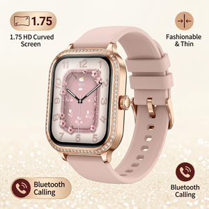 Montre connectée MK88 1,75 pouces pour femmes, moniteur de fréquence cardiaque et de pression artérielle, étanche IP67, tracker de fitness avec écran tactile et bleu - Product Image 3