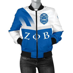 Zeta phi Beta เสื้อแจ็คเก็ตผ้าซาตินสำหรับผู้หญิงสีฟ้าสีขาวเสื้อผ้าแนวชมรม1920กรีก zpb - Product Image 6