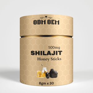 Extracto de resina pura de Shilajit del Himalaya con miel 500mg 8gm Sticks cultivados salvajes empaquetados en botella tambor o contenedor de vidrio - Product Image 1