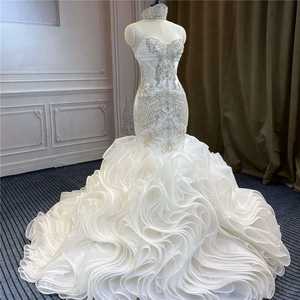 Robe longue blanche A-Line pour les fêtes de fin d'année-Robe de mariée lourde élégante et magnifiquement conçue pour le mariage - Product Image 3