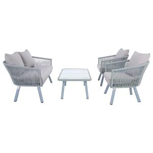 <b>Outdoor</b> Rattan <b>Garden</b> Set Patio Conversation Furniture <b>Cushioned</b> Chairs with Glass Top Table for Backyard Poolside - Product Image 3