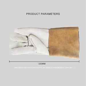 Guantes de trabajo de cuero de soldadura EN420 Guantes de soldadura de cuero dividido de piel de vaca ignífugos Guantes de seguridad de construcción industrial personalizados - Product Image 3