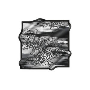 Black and White Leopard Print Silk Square Scarf - Product Image 1