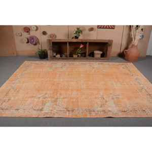 พรมหญ้าทะเลสไตล์ตุรกีสีส้มแนววินเทจแบบคลาสสิก6FT พื้นที่ขนาดใหญ่5in x 10FT ขนหญ้าทะเลงานเย็บปะทรงสี่เหลี่ยมผืนผ้าน้ำยางสำหรับห้องโถงห้อง - Product Image 4