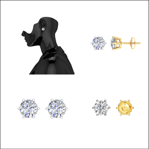 Boucle d'oreille en or massif 18 carats pour femme Diamant rond de laboratoire de taille brillante pour fiançailles et cadeau - Product Image 2