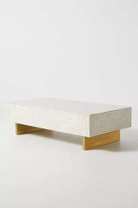 Table basse rectangulaire en incrustation d'os avec incrustation en résine noire Table de salon moderne de luxe - Product Image 2