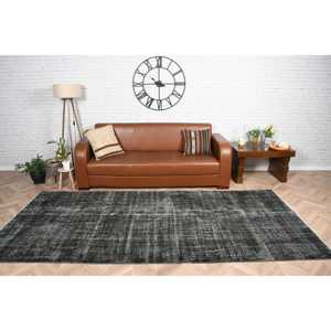 Alfombra de 4.6x10 pies, Alfombra Turca Vintage Grande, Alfombra de Lana Negra - Product Image 1