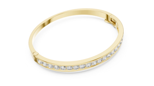 Bracelet en or jaune 14 carats avec diamant rond de laboratoire, pour femme, luxe, certifié, cadeau de mariage, anniversaire, élégant - Product Image 2