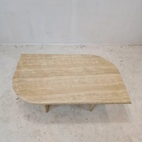 Elegante Mesa de Comedor de Travertino con Tapa Redonda y Base de Doble Pedestal, Diseño de Piedra Natural de Lujo para Interiores Modernos