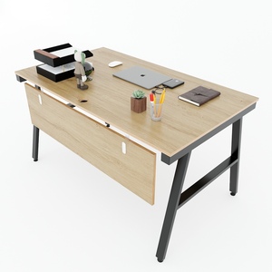Bureau minimaliste Aconcept HBAC037 en contreplaqué 140x80cm avec revêtement mélaminé et pieds en fer - Product Image 1