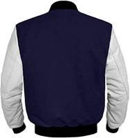 Veste universitaire avec manches lisses finition laine comme corps et patch logo qui ajoute une forte personnalité pour les Hangouts du soir