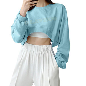 เสื้อครอปสำหรับผู้หญิงผ้าฝ้าย/ขนแกะระบายอากาศได้ดีเป็นมิตรกับสิ่งแวดล้อมมีสไตล์ลำลองคุณภาพระดับพรีเมี่ยม - Product Image 3