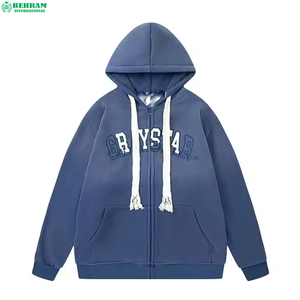 Sweat à capuche zippé unisexe surdimensionné à épaules tombantes, personnalisé, en molleton 100% coton French Terry, respirant, effet délavé soleil et délavé à l'acide - Product Image 4