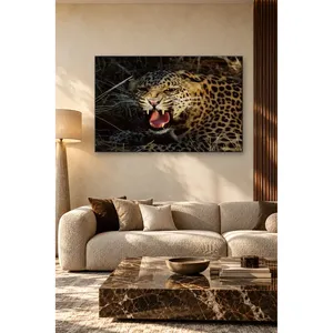 Fida, le léopard grondant dans l'herbe sèche, impression sur toile - Product Image 2