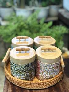 ชามไม้ไผ่ปั่นตกแต่งด้วยฝาปิดเปลือกไข่ฝังของเวียดนามขายส่ง - Product Image 5