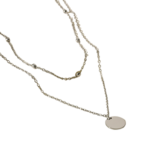 Collier à breloques mini-disques double couche plaqué or 18 carats en acier inoxydable, accessoire de mode pour filles - Product Image 3