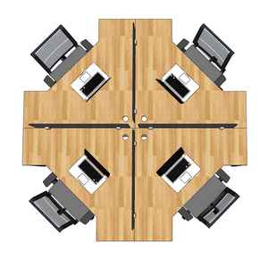 BCVP001 Contemporary Rubber Wood Cluster <b>Desk</b> for 4 <b>Foldable</b> Office Furniture with Iron Legs for Home Workspace - Product Image 2