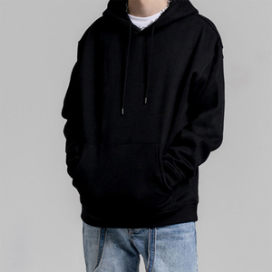 Unisex <b>Black</b> Winter Pullover <b>Hoodie</b> Streetwear Style Heavyweight Fleece Embroidered <b>Plain</b> Blank Sweatshirt Wholesale Bulk - Product Image 4
