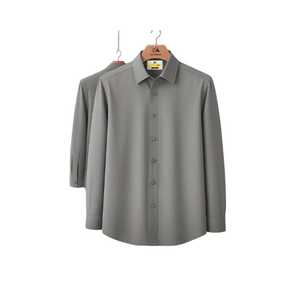 2025 venta al por mayor de moda satén 100% algodón ecológico Color sólido cuello vuelto manga larga hombres Formal Oficina Casual camisas - Product Image 2