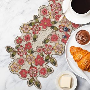 Christmas Decorative and Leaves Design Beaded <b>Runner</b> Placemat <b>Dining</b> <b>Table</b> Fancy Mat Handmade Decorative <b>Runners</b> for Wedding - Product Image 4