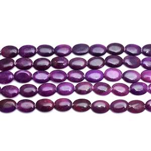 Perles d'onyx ovales violet foncé naturel, 13 perles, 20x30mm, coupe lisse, certifiées par un tiers, bijoux du Rajasthan - Product Image 2