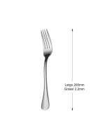 Fourchette de table en acier inoxydable Mr. Spoon Série Liso 200 mm, durable, qualité 18/0, manche monobloc, résistante à la corrosion, compatible lave-vaisselle