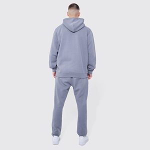 Survêtement professionnel en molleton 100 % coton de haute qualité pour hommes, avec capuche, couleur unie, impression de logo personnalisée, idéal été comme hiver - Product Image 2