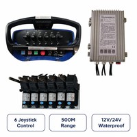 Télécommande radio industrielle sans fil pour grue, 6 joysticks, 12V 24V, portée 500M, pour kit de vanne hydraulique de grue de camion