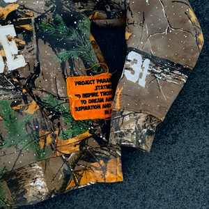 Sudadera con capucha de camuflaje extragrande personalizada, Sudadera con capucha con estampado digital de árbol real y cremallera de camuflaje para hombre, Sudadera con capucha bordada cúbica - Product Image 4