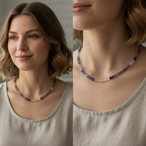 Collar de Cuentas Ajustables de Plata de Ley Chapadas en Oro con Fluorita Facetada en Forma de Rondelle, Regalo de Boda y Aniversario - Product Image 6