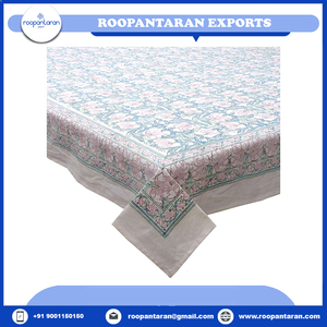 Trending <b>Blue</b> Jacquard Style Hand Block Printed Embroidered Pure Cotton <b>Table</b> <b>Cloth</b> New Release with Timeless Craftsmanship Sale - Product Image 2
