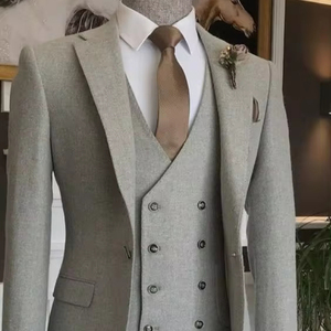 NEW LATEST GREY BLAZER,WHITE SHIRT & <b>PANT</b> TUXEDO 3 PIECES SUITS WITH HIGH QUALITY of FABRICS for PARTY-WEAR/WEDDING @ 2024 - Product Image 1